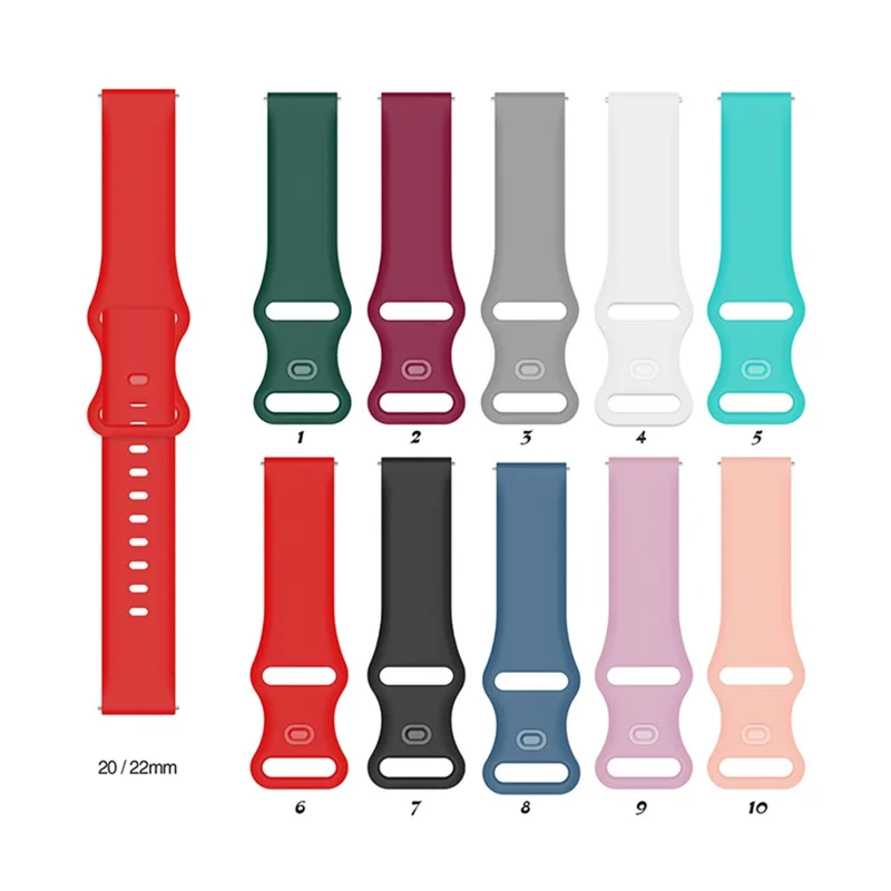 Replacement Silicone Wrist Strap Adjustable Smart Watch Band 22mm for Samsung Huawei Amazfit - Green