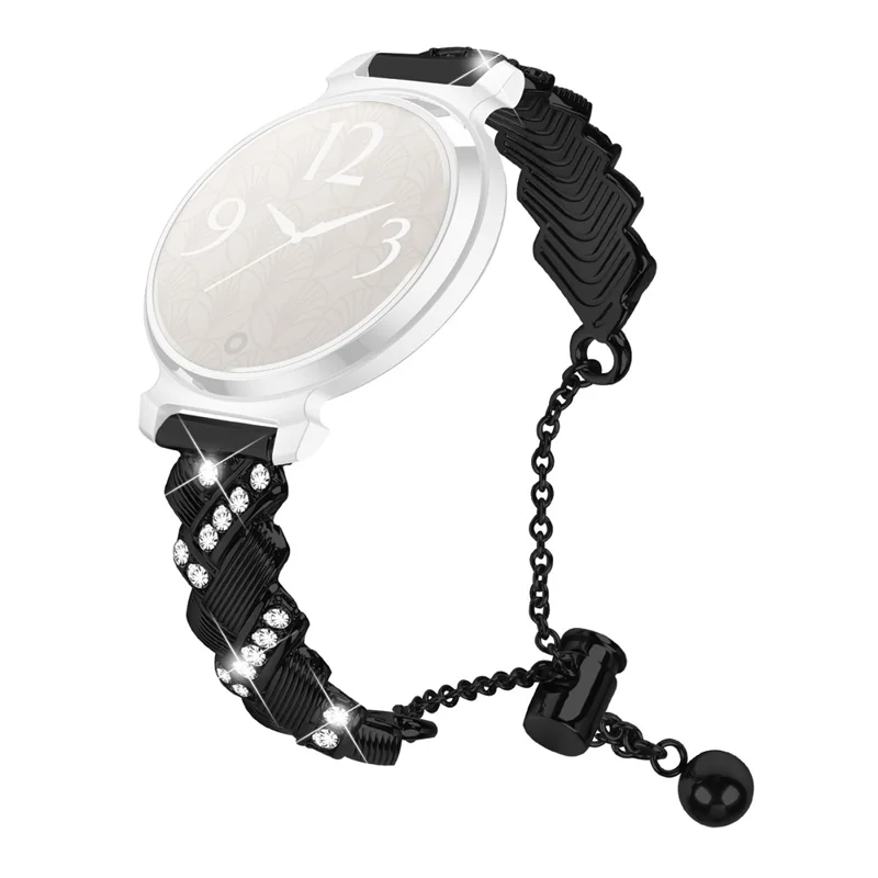 Garmin Lily 2 Electroplate Color Rhinestone Heart Design Zinco Lega Orologio Cinturino Bracciale Scorrevole - Nero