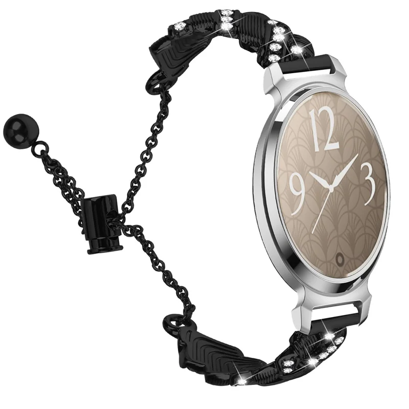 Garmin Lily 2 Electroplate Color Rhinestone Heart Design Zinco Lega Orologio Cinturino Bracciale Scorrevole - Nero