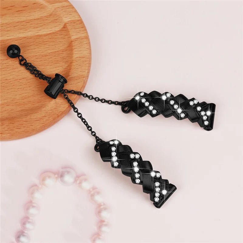 Garmin Lily 2 Electroplate Color Rhinestone Heart Design Zinco Lega Orologio Cinturino Bracciale Scorrevole - Nero