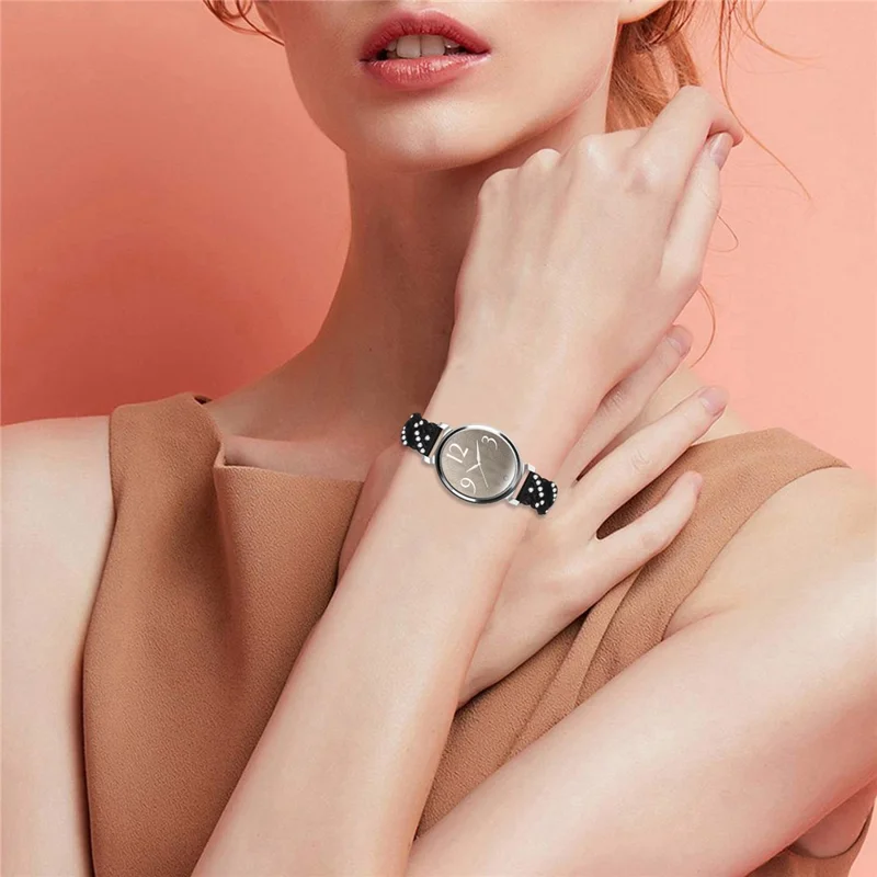 Garmin Lily 2 Electroplate Color Rhinestone Heart Design Zinco Lega Orologio Cinturino Bracciale Scorrevole - Nero