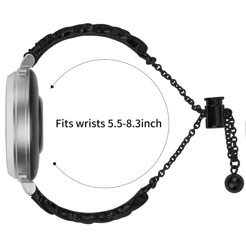 Garmin Lily 2 Electroplate Color Rhinestone Heart Design Zinco Lega Orologio Cinturino Bracciale Scorrevole - Nero