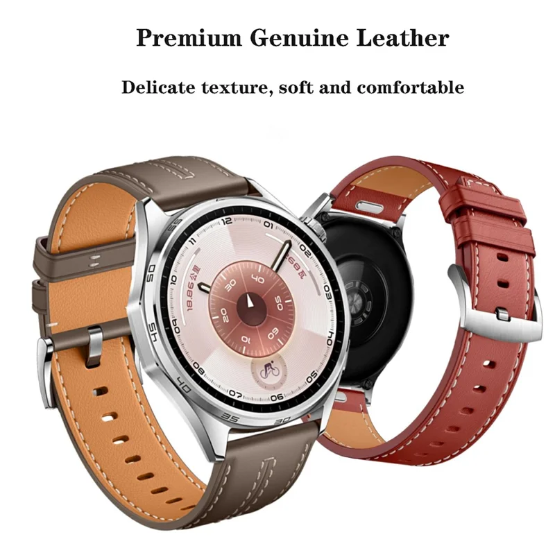 22 mm pasek szybkiego montażu do Huawei Watch GT 6 / 6 Pro / 5 46 mm / Xiaomi Watch S4 / Garmin Vivoactive 4, wyszywany nitami, z prawdziwej skóry, biały