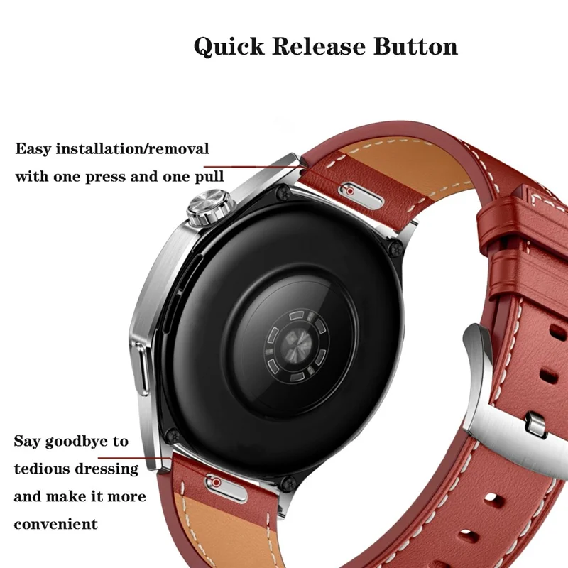 22 mm pasek szybkiego montażu do Huawei Watch GT 6 / 6 Pro / 5 46 mm / Xiaomi Watch S4 / Garmin Vivoactive 4, wyszywany nitami, z prawdziwej skóry, biały