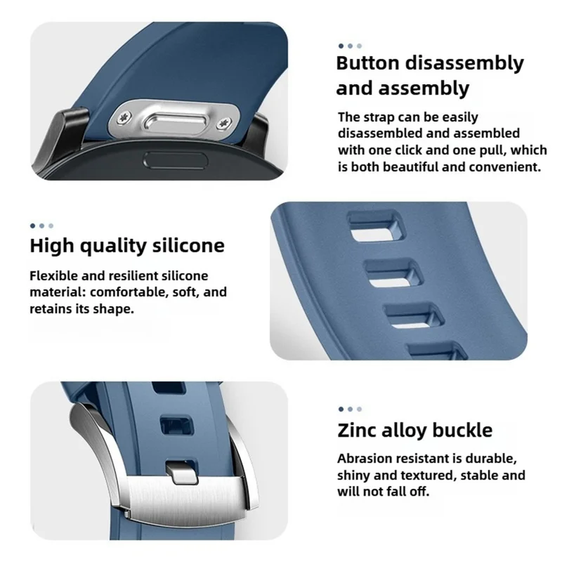 Silicone Watch Band for Xiaomi Redmi Watch 6 / 5 / 4 / Smart Band 9 Pro / 8 Pro Replacement Strap Quick Release Button Design - Blue