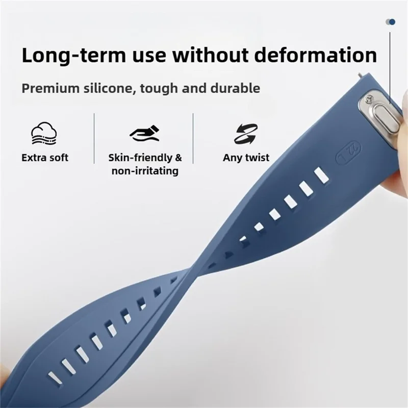 Silicone Watch Band for Xiaomi Redmi Watch 6 / 5 / 4 / Smart Band 9 Pro / 8 Pro Replacement Strap Quick Release Button Design - Blue