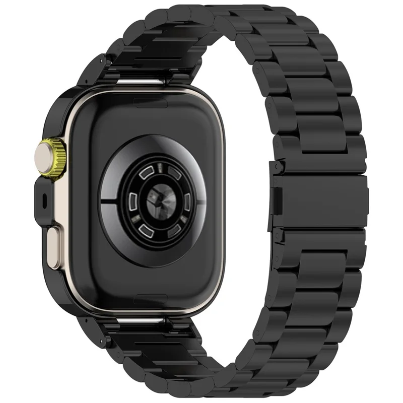 Voor Huawei Watch Fit 4 Geïntegreerd Bandje met Metalen Frame 3-Link RVS Horlogeband - Zwart