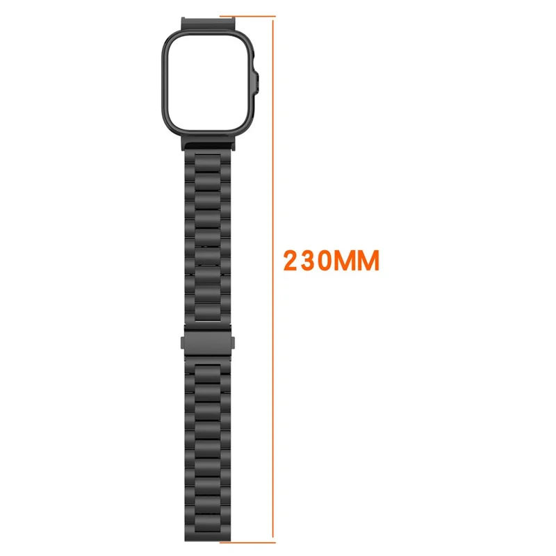 Voor Huawei Watch Fit 4 Geïntegreerd Bandje met Metalen Frame 3-Link RVS Horlogeband - Zwart