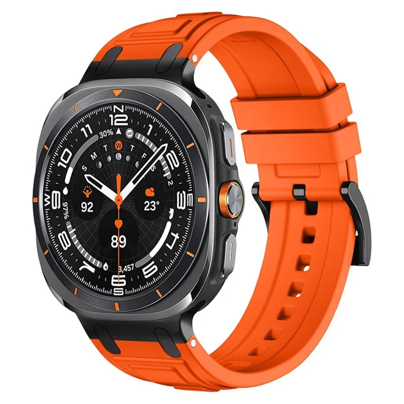 For Samsung Galaxy Watch Ultra (2025) 47mm / Ultra 47mm Armor Silicone Watch Band Adjustable Strap Durable Protection - Orange