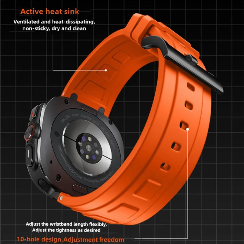 For Samsung Galaxy Watch Ultra (2025) 47mm / Ultra 47mm Armor Silicone Watch Band Adjustable Strap Durable Protection - Orange
