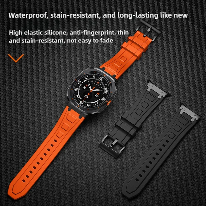 For Samsung Galaxy Watch Ultra (2025) 47mm / Ultra 47mm Armor Silicone Watch Band Adjustable Strap Durable Protection - Orange