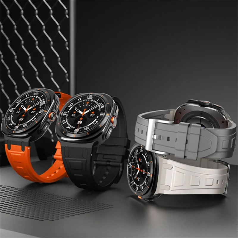 For Samsung Galaxy Watch Ultra (2025) 47mm / Ultra 47mm Armor Silicone Watch Band Adjustable Strap Durable Protection - Orange