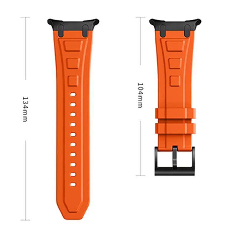 For Samsung Galaxy Watch Ultra (2025) 47mm / Ultra 47mm Armor Silicone Watch Band Adjustable Strap Durable Protection - Orange