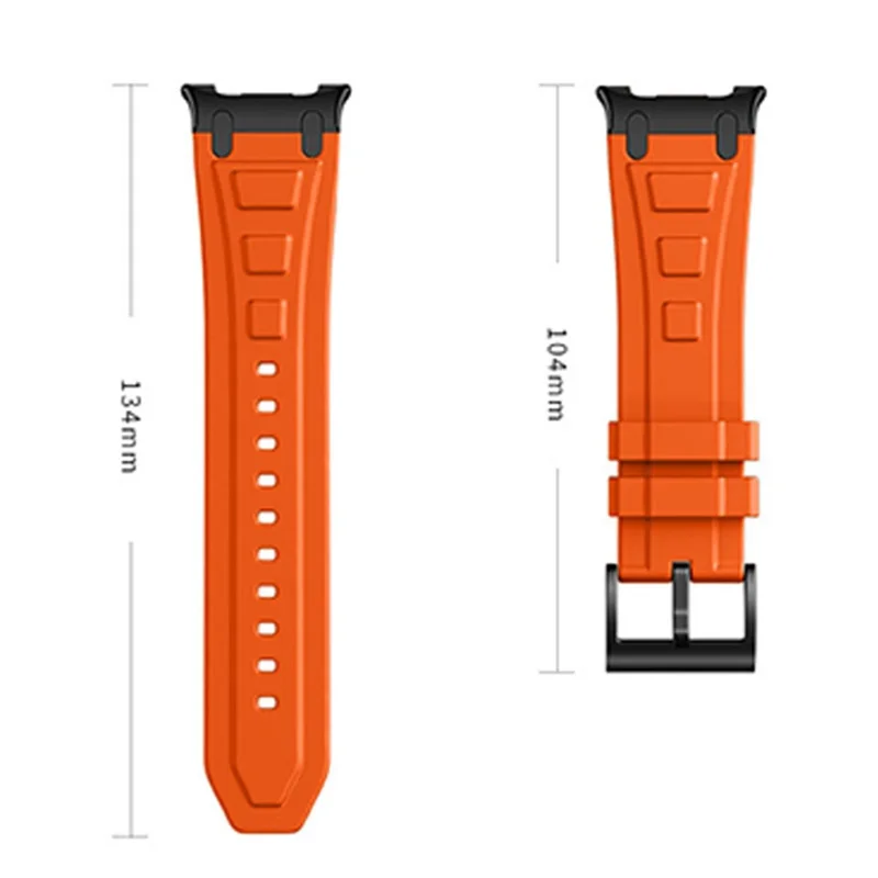 Armor Silicone Watch Band for Samsung Galaxy Watch8 44mm / 40mm / 8 Classic 46mm Adjustable Strap Durable Protection - Orange