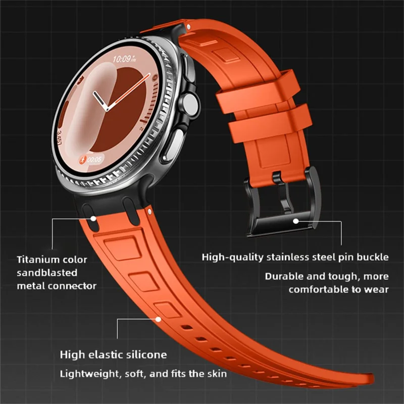 Armor Silicone Watch Band for Samsung Galaxy Watch8 44mm / 40mm / 8 Classic 46mm Adjustable Strap Durable Protection - Orange