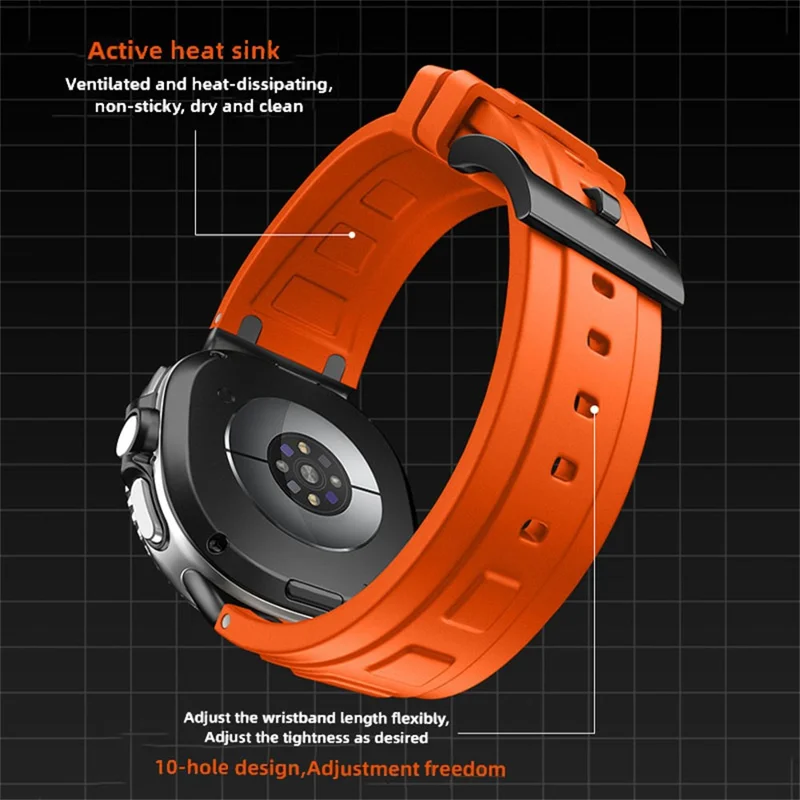 Armor Silicone Watch Band for Samsung Galaxy Watch8 44mm / 40mm / 8 Classic 46mm Adjustable Strap Durable Protection - Orange