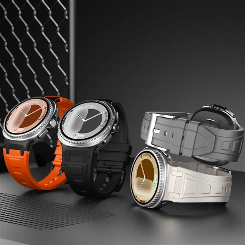 Armor Silicone Watch Band for Samsung Galaxy Watch8 44mm / 40mm / 8 Classic 46mm Adjustable Strap Durable Protection - Orange