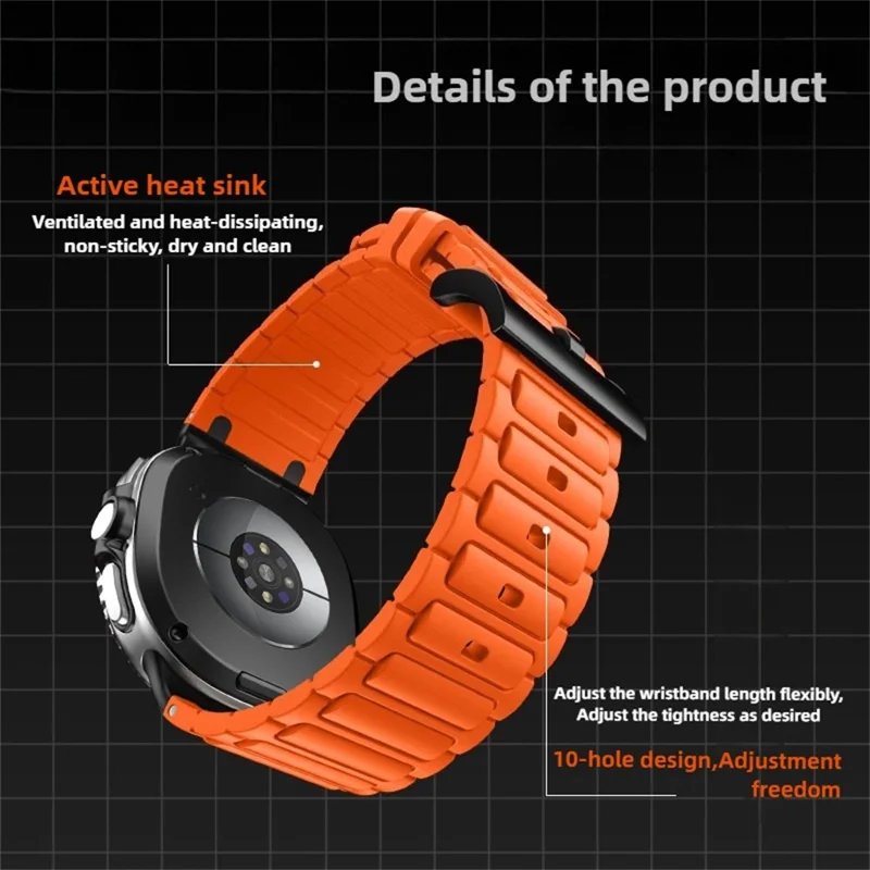 Thickened Silicone Strap for Samsung Galaxy Watch8 44mm / 40mm / 8 Classic 46mm Watch Band - Orange