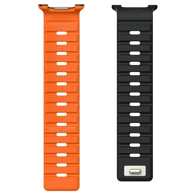 Magnetic Button Band for Samsung Galaxy Watch8 44mm / 40mm / 8 Classic 46mm Silicone Watch Strap - Black / Orange