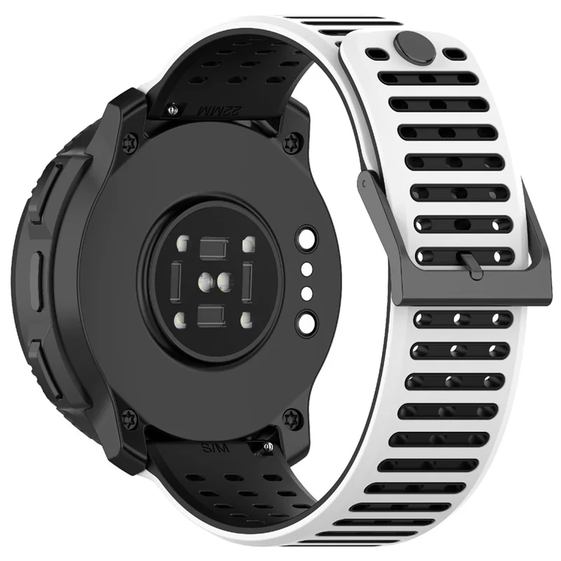 For Suunto Vertical 2 Dual Color Silicone Band Multi Hole Design Adjustable Watch Strap - White  /  Black