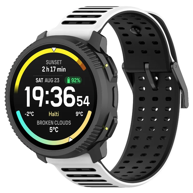 For Suunto Vertical 2 Dual Color Silicone Band Multi Hole Design Adjustable Watch Strap - White  /  Black