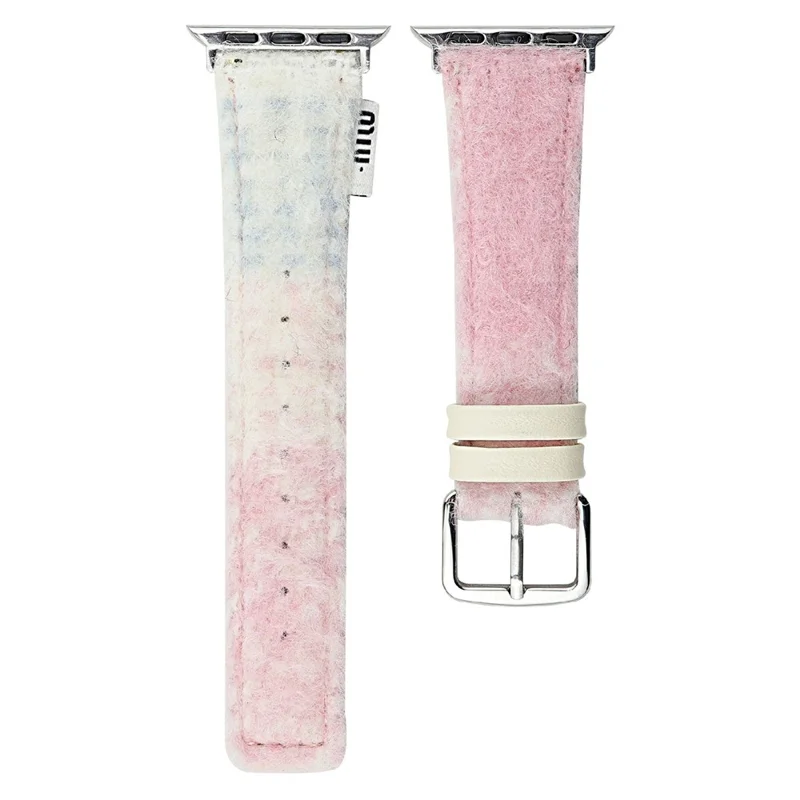 Stoff + Lederarmband für Apple Watch Ultra 3 2 1 49mm / Series 11 10 46mm / 9 8 7 45mm / SE3 SE2 SE 6 5 4 44mm / 3 2 1 42mm Farbverlauf Design Armband - Pink