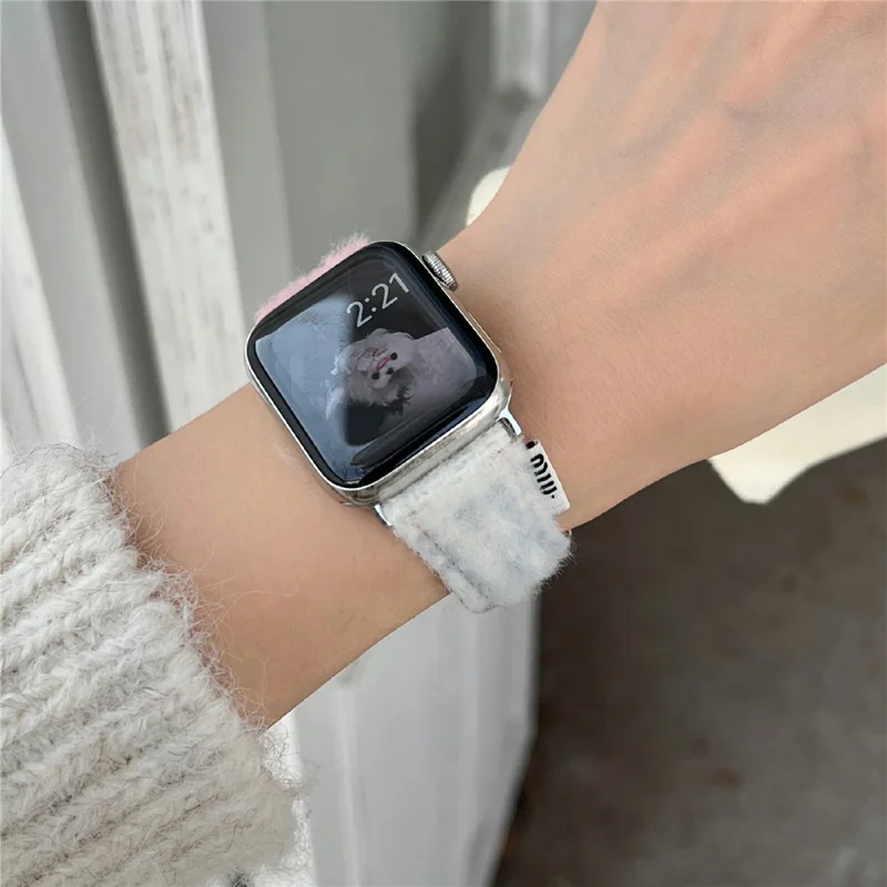 Stoff + Lederarmband für Apple Watch Ultra 3 2 1 49mm / Series 11 10 46mm / 9 8 7 45mm / SE3 SE2 SE 6 5 4 44mm / 3 2 1 42mm Farbverlauf Design Armband - Pink