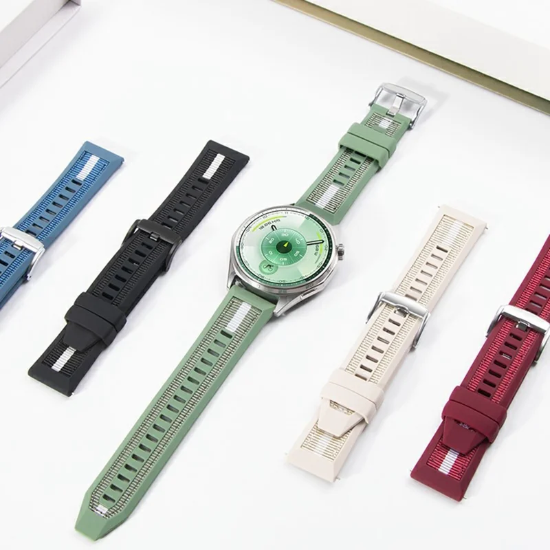 Cinturino in nylon composito da 22 mm con silicone per Huawei Watch GT 6 / 5 Pro / 5 46 mm, con pulsante di rilascio rapido - Nero