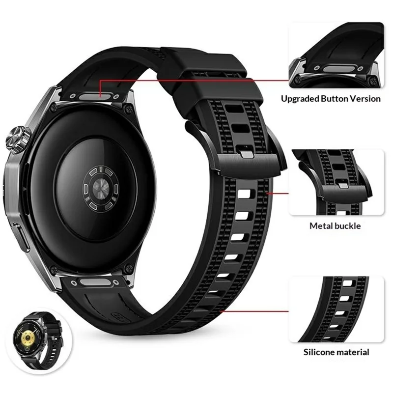 Cinturino in nylon composito da 22 mm con silicone per Huawei Watch GT 6 / 5 Pro / 5 46 mm, con pulsante di rilascio rapido - Nero
