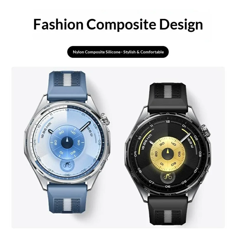 Cinturino in nylon composito da 22 mm con silicone per Huawei Watch GT 6 / 5 Pro / 5 46 mm, con pulsante di rilascio rapido - Nero
