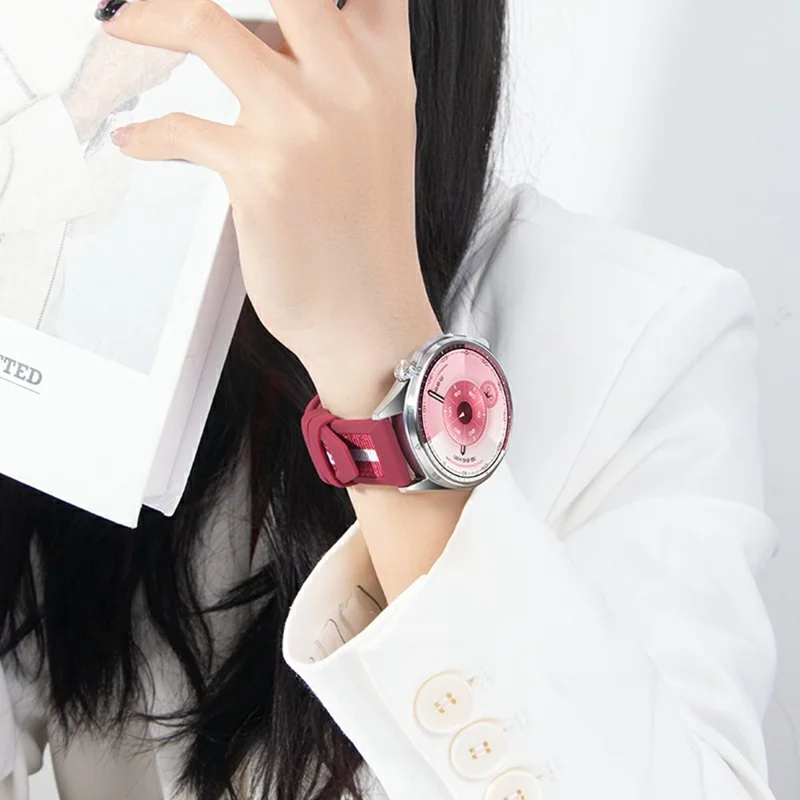 حزام نايلون سيليكون مركب 22 مم لساعة Huawei Watch GT 6 / 5 Pro / 5 مقاس 46 مم مع زر إخراج سريع - أزرق