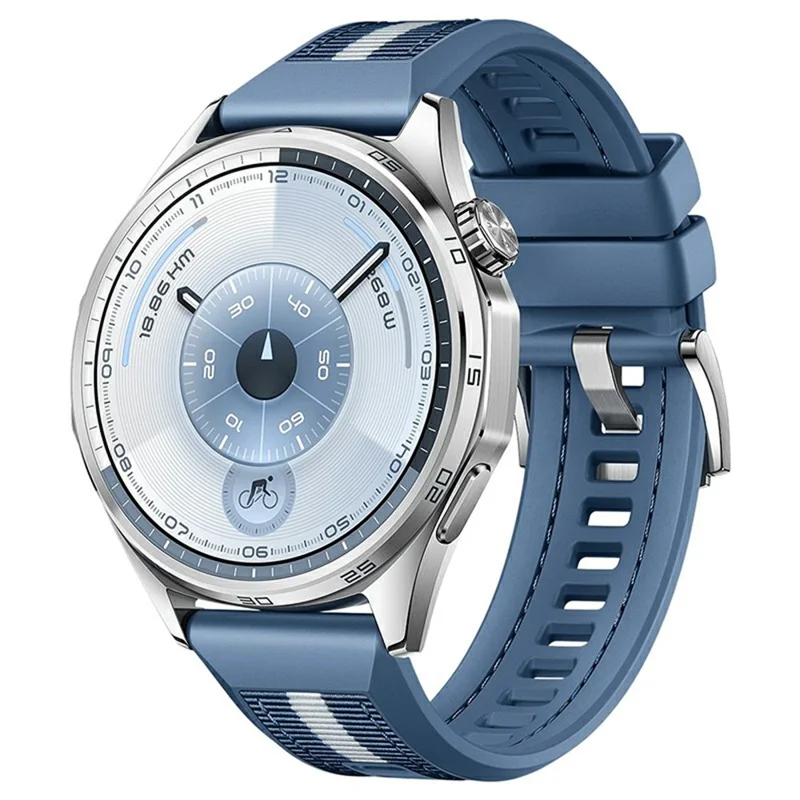 حزام نايلون سيليكون مركب 22 مم لساعة Huawei Watch GT 6 / 5 Pro / 5 مقاس 46 مم مع زر إخراج سريع - أزرق