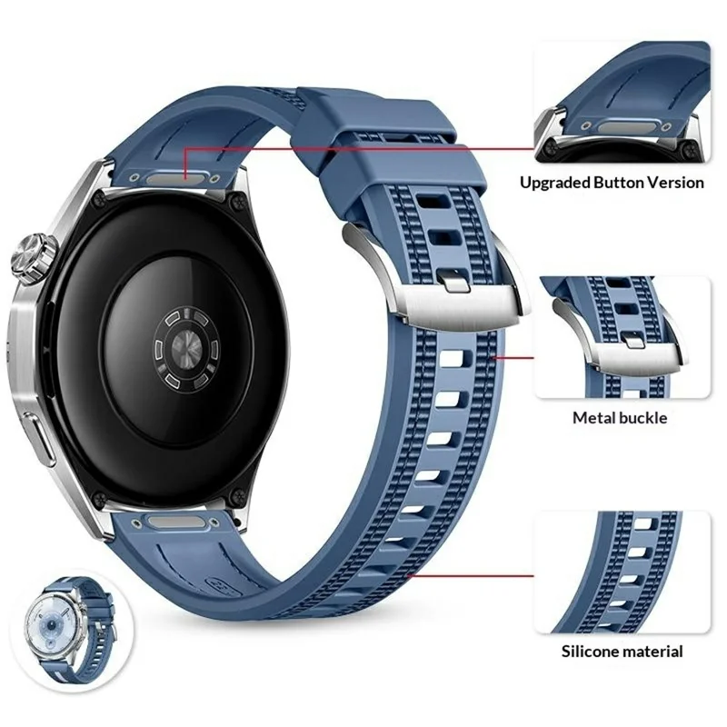 حزام نايلون سيليكون مركب 22 مم لساعة Huawei Watch GT 6 / 5 Pro / 5 مقاس 46 مم مع زر إخراج سريع - أزرق
