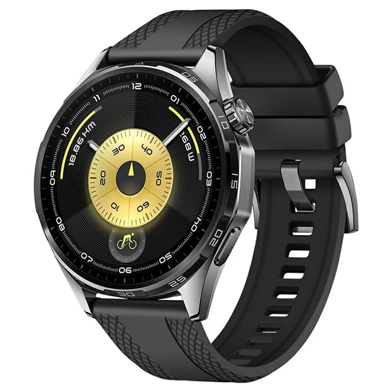 Bracelet de montre de remplacement en fluorocaoutchouc texturé de 22 mm pour Huawei Watch GT 6 / 5 Pro / 5 46 mm - Noir