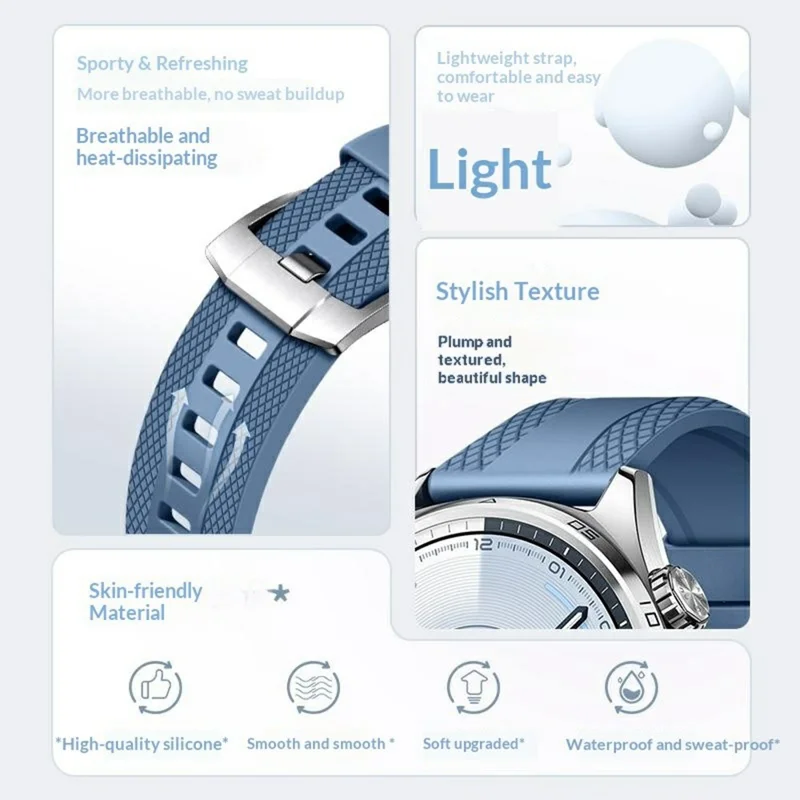 Bracelet de montre de remplacement en fluorocaoutchouc texturé de 22 mm pour Huawei Watch GT 6 / 5 Pro / 5 46 mm - Noir