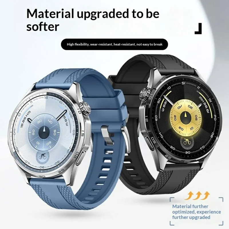 Bracelet de montre de remplacement en fluorocaoutchouc texturé de 22 mm pour Huawei Watch GT 6 / 5 Pro / 5 46 mm - Noir