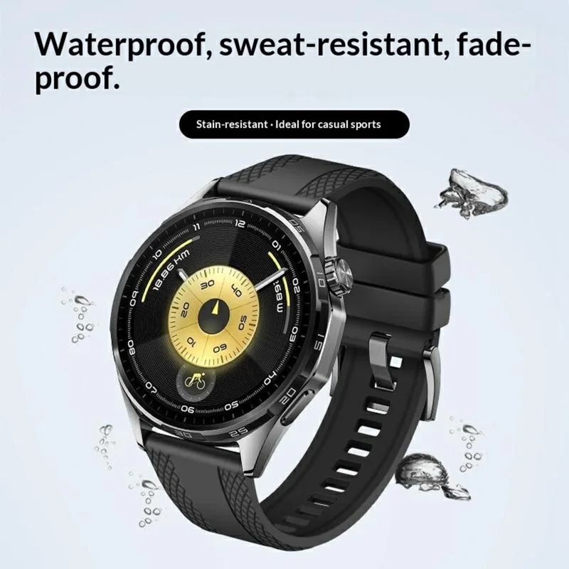 Bracelet de montre de remplacement en fluorocaoutchouc texturé de 22 mm pour Huawei Watch GT 6 / 5 Pro / 5 46 mm - Noir
