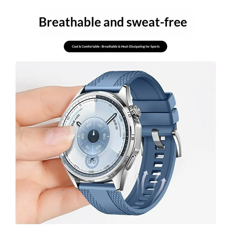 Bracelet de montre de remplacement en fluorocaoutchouc texturé de 22 mm pour Huawei Watch GT 6 / 5 Pro / 5 46 mm - Noir