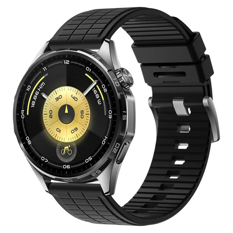 Cinturino sostitutivo in fluorubber testurizzato da 22 mm per Huawei Watch GT 6 / 5 Pro / 5 46 mm - Nero