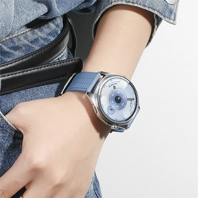 Cinturino sostitutivo in fluorubber testurizzato da 22 mm per Huawei Watch GT 6 / 5 Pro / 5 46 mm - Nero