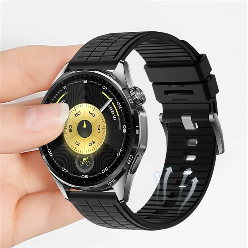 Cinturino sostitutivo in fluorubber testurizzato da 22 mm per Huawei Watch GT 6 / 5 Pro / 5 46 mm - Nero