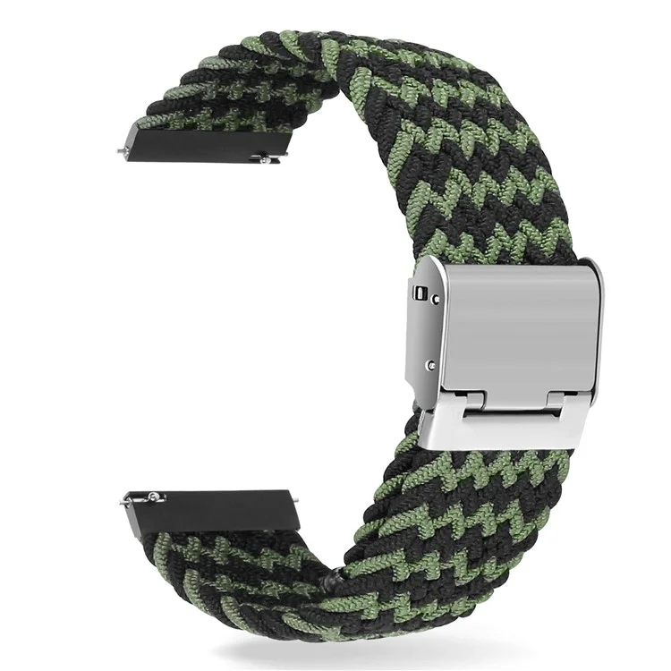 Fácil Ajustável Elástico Nylon Banda de Relógio Substituição Pulseira 20mm para Samsung Galaxy Watch 42mm - Preto/Verde