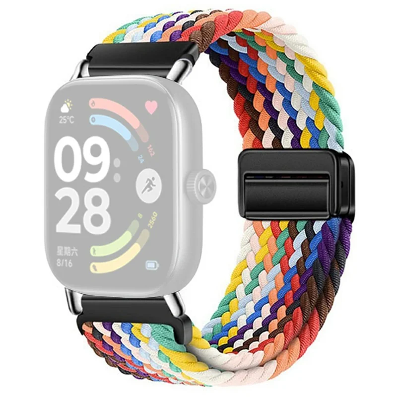 For Honor Watch X5 Braided Nylon Watch Band Replacement Strap with Magnetic Buckle - Rainbow