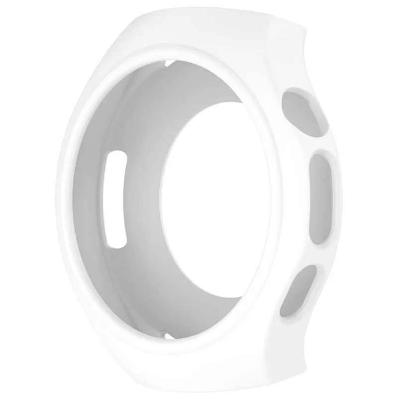 Silikonband med klocka för Huawei Watch 5 42 mm vertikalt randat design snabbkoppling – Vit