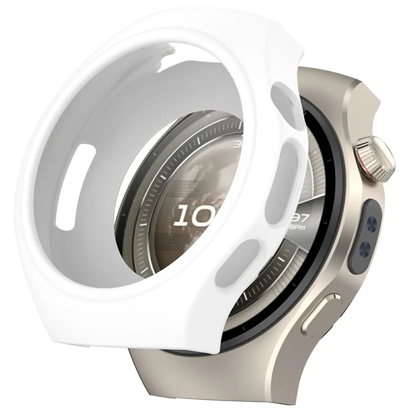 Siliconen band met horlogehouder voor Huawei Watch 5 46 mm, verticaal gestreept ontwerp, snelkoppeling - Wit