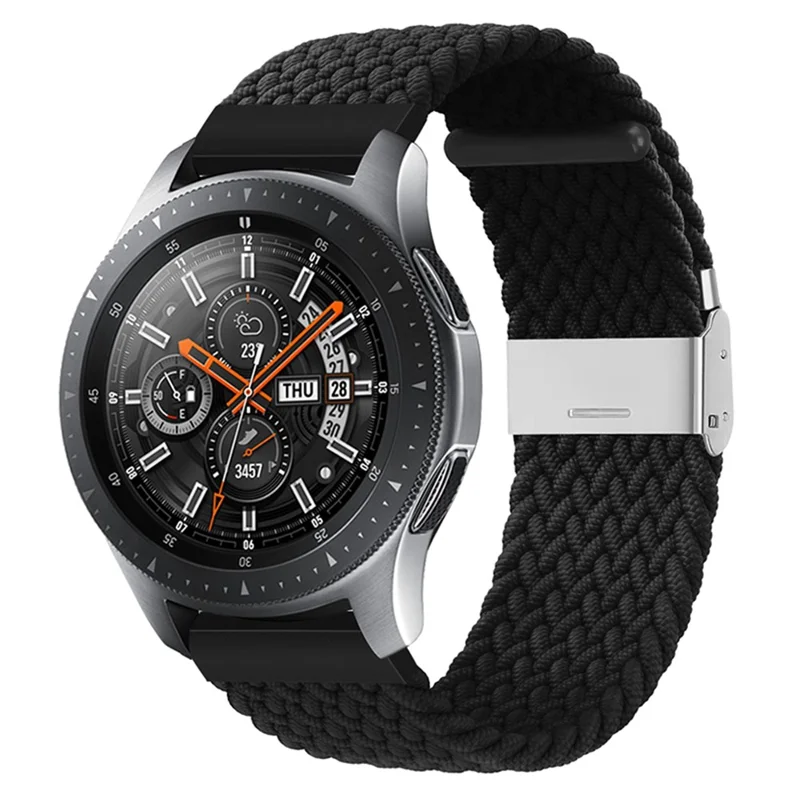 Easy Adjustable Stretchable Braided Nylon Watch Band Replacement Watch Strap 22mm for Samsung Gear S3 Classic/Gear S3 Frontier/Gear S4 - Black