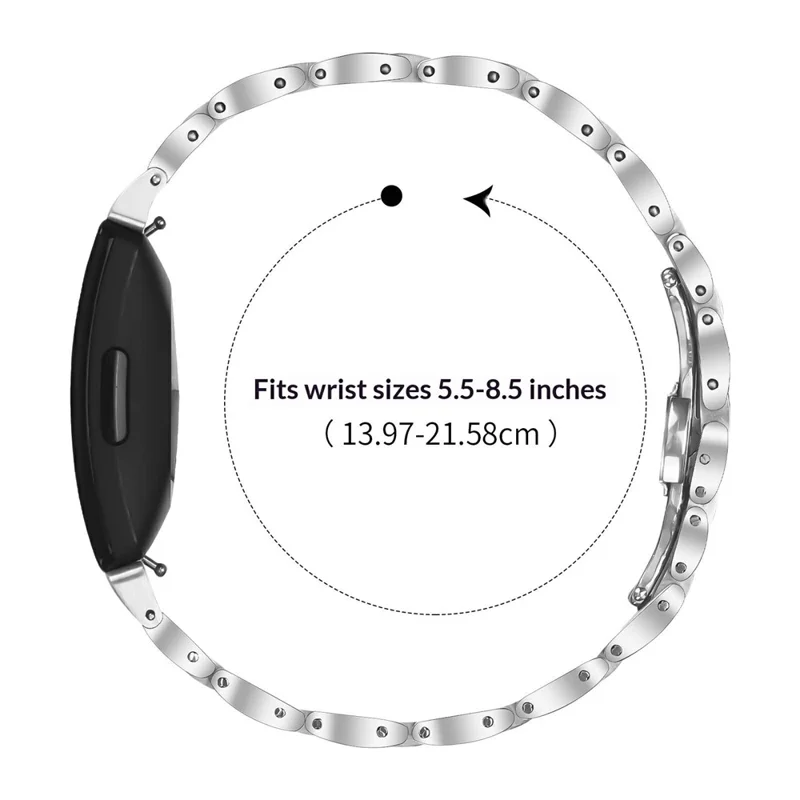 Watch Band For Fitbit Inspire  /  Inspire 2  /  Inspire HR Butterfly Clasp Three Bead Stainless Steel Silver Strap