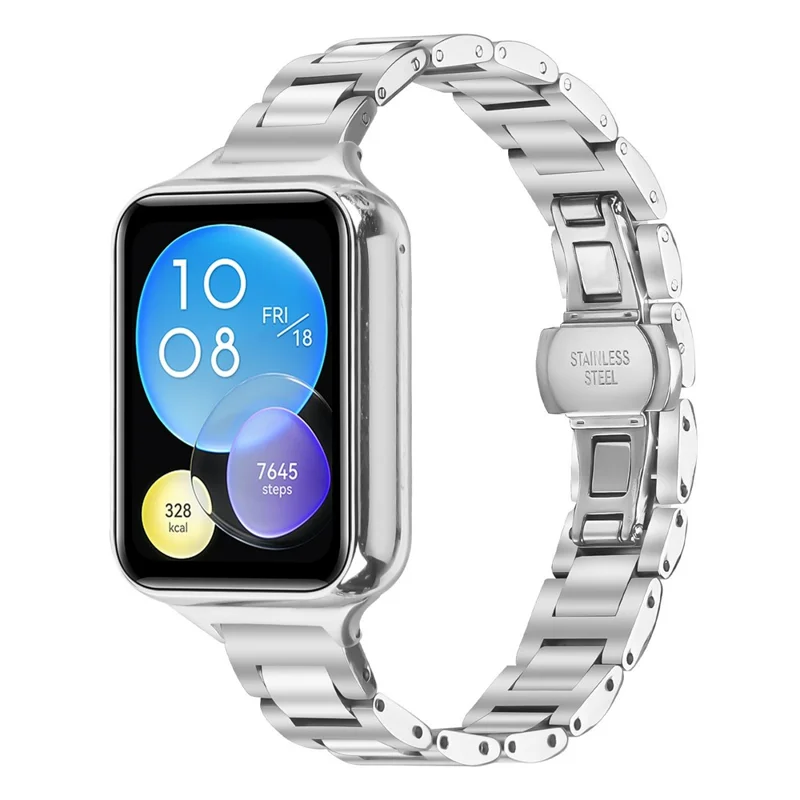 Watch Band For Xiaomi Smart Band 9 Pro  /  8 Pro  /  Redmi Watch 5  /  4 Butterfly Clasp Three Bead Stainless Steel Silver Strap