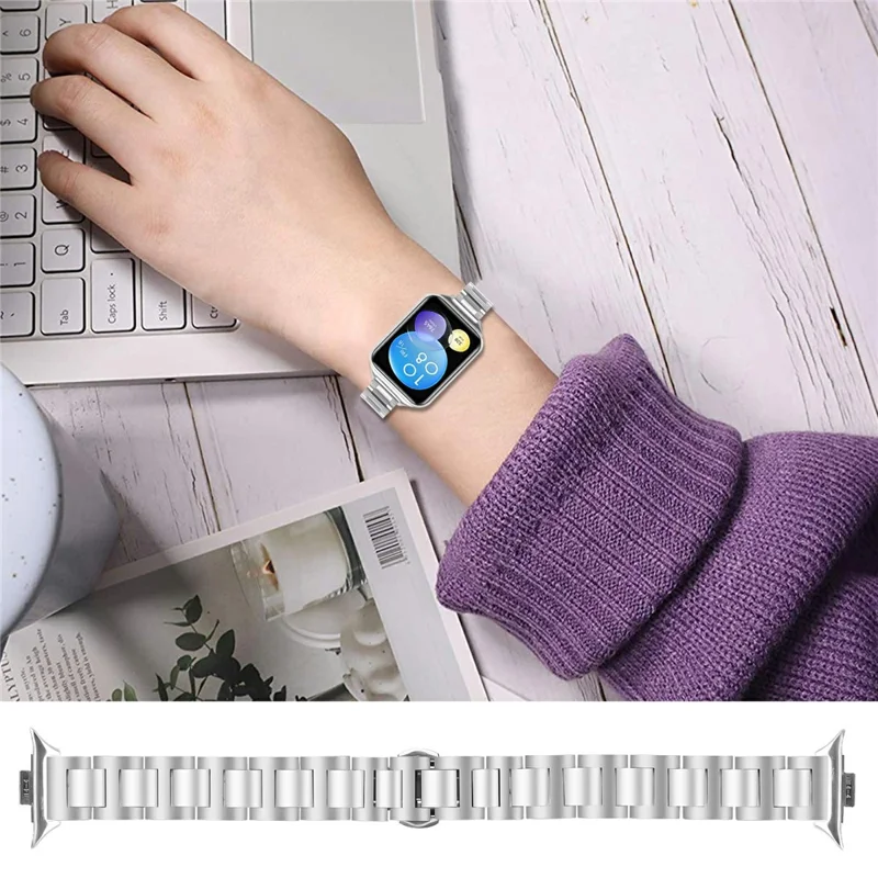 Watch Band For Xiaomi Smart Band 9 Pro  /  8 Pro  /  Redmi Watch 5  /  4 Butterfly Clasp Three Bead Stainless Steel Silver Strap