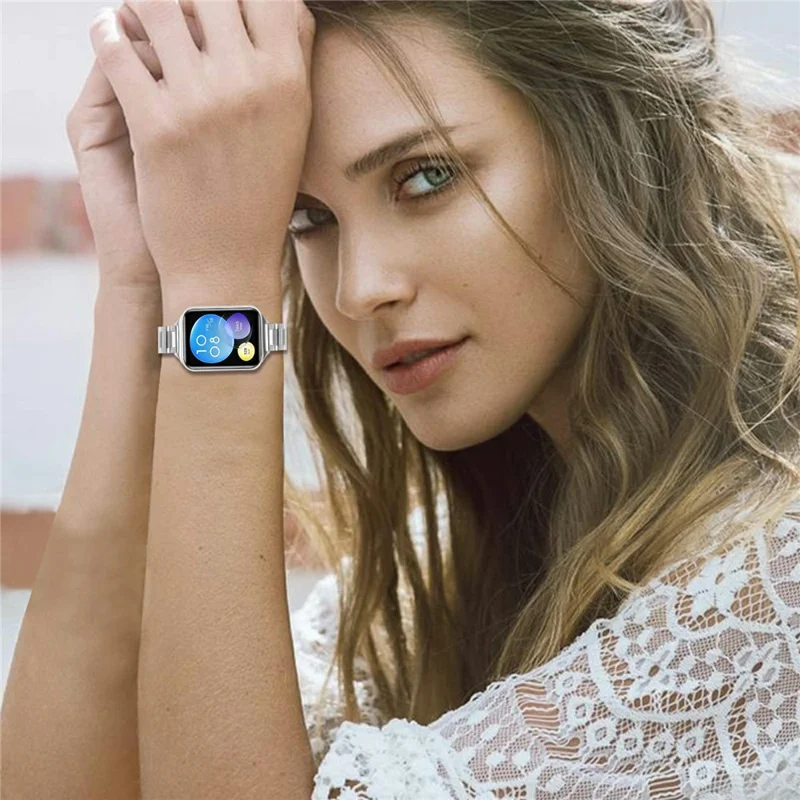 Watch Band For Xiaomi Smart Band 9 Pro  /  8 Pro  /  Redmi Watch 5  /  4 Butterfly Clasp Three Bead Stainless Steel Silver Strap